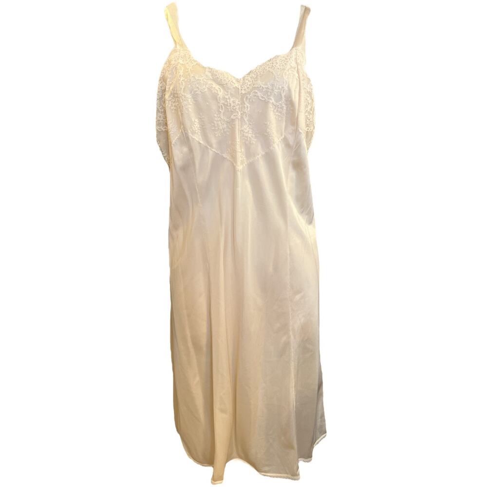 Vintage Belle Fleur Pin Up Semi Sheer Slip Dress Sz M Cream Grunge Retro Indie
